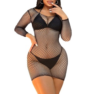 Nouvelle jupe courte pour femmes à haute élasticité, vêtements en maille tendance pour femmes, robe moulante transparente en filet de pêche - Product Image 5