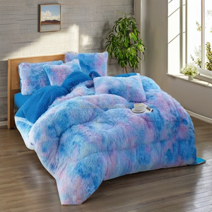 Edredón de invierno de 1 pieza, ropa de cama esponjosa, edredón cálido con tinte de corbata, edredón de algodón y poliéster, juego de cama estampado de retazos, uso doméstico - Product Image 1