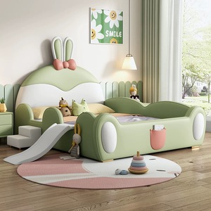 Nội thất phòng ngủ hiện đại cao cấp, giường bọc nệm mềm, giường cỡ Queen, giường đôi trẻ em có khung trượt, thiết kế công chúa màu hồng dành cho bé gái - Product Image 5