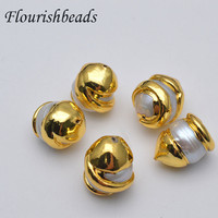 Nouvelles perles d'eau douce naturelles plaquées or, spirales baroques, perles lâches pour la création de bijoux DIY