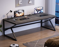 Bureau moderne pour 2 personnes industriel métal bois double moniteur PC bureau d'ordinateur de jeu pour bureau à domicile chambre à coucher salon