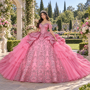 Robe de soirée rose longue Xy002 pour Quinceanera Sweet16 XV - Product Image 1