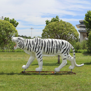 Jardín Animal Escultura Fibra de vidrio Gran exterior Estatua de tigre blanco para la venta - Product Image 6