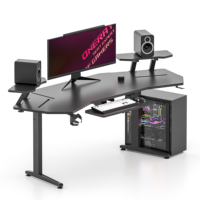 Meja Gaming Bentuk L Modern Warna Hitam untuk Gamer dan Kantor, Contoh Gratis dari Pabrik Esport PC Gaming Tables