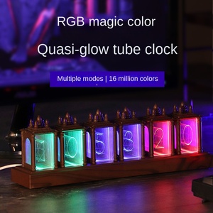 New RGB pseudo-nixie ống đồng hồ LED Máy tính để bàn máy tính Món quà sáng tạo e-thể thao đồ trang trí UV mạ phòng điện tử đồng hồ kỹ thuật số - Product Image 3