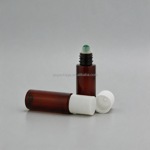 Flacone Roll-on in PET Ambrato da 15ml 20ml con Sfera in Pietra Colorata e Tappo in PP, Serigrafato per Confezionamento di Profumi e Oli Essenziali - Product Image 5