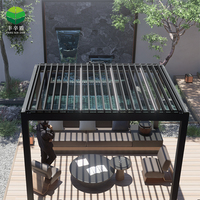 Benutzer definierte moderne Aluminium Pergola Garten Pavillon Pavillon LED-Streifen Motorisierte Lamellen dach versenkbare Funktion für Poolhaus