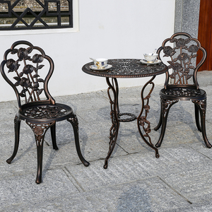 Muebles <span class=keywords><strong>de</strong></span> Jardín <span class=keywords><strong>de</strong></span> Aluminio Fundido con MOQ Bajo, Mesa Redonda Desmontable para Patio y 2 Sillas - Product Image 4