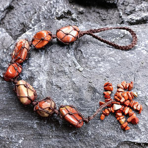 एकल रंग प्राकृतिक मणि पत्थर बुना कार पेंडेंट सुलेमानी अनियमित पत्थर फांसी लट सात चक्र क्रिस्टल कार लटकन - Product Image 5