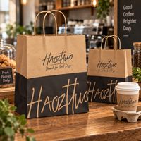 Sacs en papier kraft personnalisés avec logo, recyclables, pour emballages alimentaires, pour cafés, restaurants de restauration rapide, avec poignée