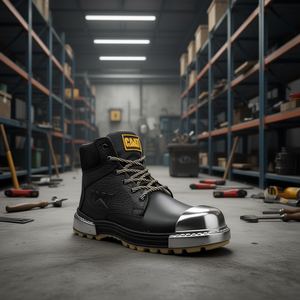 Scarpe da Lavoro Professionali Antiurto con Protezione, Tomaia in Vera Pelle con Puntale in Acciaio e Soletta in Rete per Uso in Fabbrica - Product Image 2