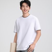 T-shirt d'été pour homme : grande taille, tricoté, col rond, respirant, manches courtes