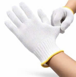 Viet Nam Seamless Knit Bleached <b>White</b> Yarn Gloves Cotton CVC Elastic Wrist Soft Lint Free Safety Gloves For Electronics Handling - Product Image 5