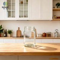 Stoples Kaca Persegi Transparan 700ml, Wadah Penyimpanan Makanan untuk Kacang, Teh, Marmalade Buatan Sendiri, Persediaan Grosir
