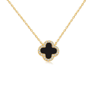 Colgante de flor de la suerte chapado en oro de 18 quilates de acero inoxidable de alta calidad, collar de ágata Natural para hombres y mujeres, accesorios - Product Image 5
