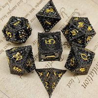 Jeu de dés en métal D & D RPG personnalisé Dragon creux polyédrique D6 D100 D20 avec plateau pour donjons et dragons