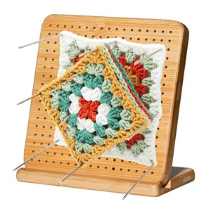 Planche de blocage de fil en bois fabriquée à la main Granny Squares Stand Boards pour tricoter Crochet