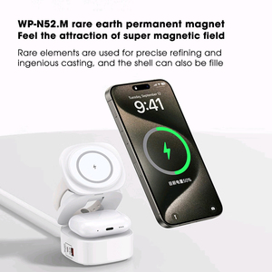 Tùy Chỉnh 15W W08i Sạc Không Dây Có Thể Gập Lại 3-Trong-1 Điện Thoại Sạc Trạm Magnetic Đứng PC Tương Thích <span class=keywords><strong>iPhone</strong></span> Cho Airpods Chúng Tôi - Product Image 4