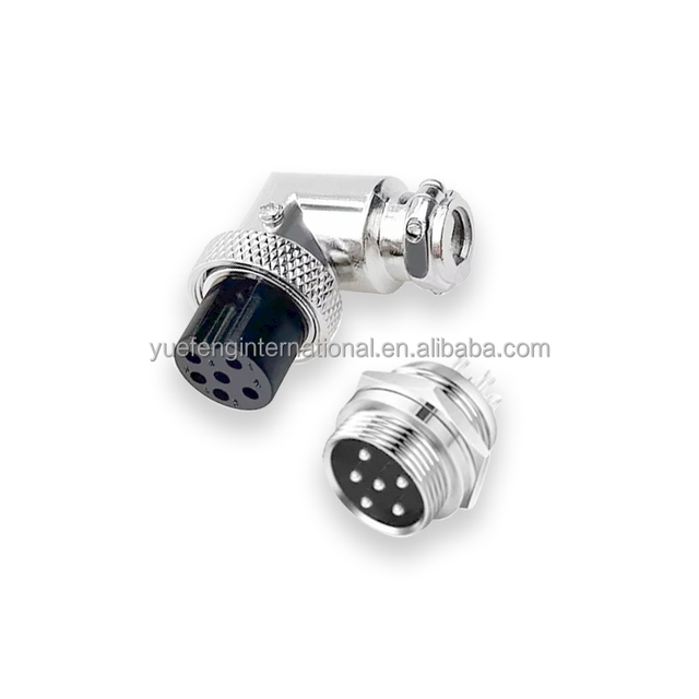 GX16-2/3/4/5/6/7/8/9/10Pin Male & Female 6 Pin GX16 Circular Connector Aviation Right Angle Socket Plug Wire Panel Connector