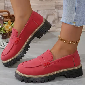 Mocasines de Mujer Estilo Británico para Primavera/Otoño 2026, Casuales, de Gamuza, con Tacón Grueso, Talla Grande, Estilo Retro, Sin Cordones - Product Image 6