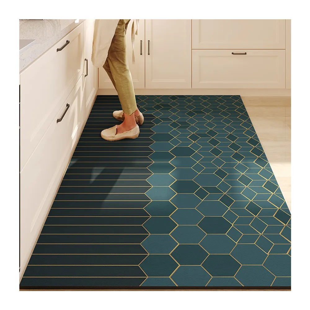 Designed kitchen Anti slip mat water and oil absorption Diatom mud floor Mat non slip PVC Backing washable Tailorable Rugs