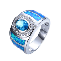Bague de fiançailles en argent sterling 925 avec opale tropicale incrustée, opale de feu bleue et topaze mystique arc-en-ciel – Vente en gros de bijoux de mode