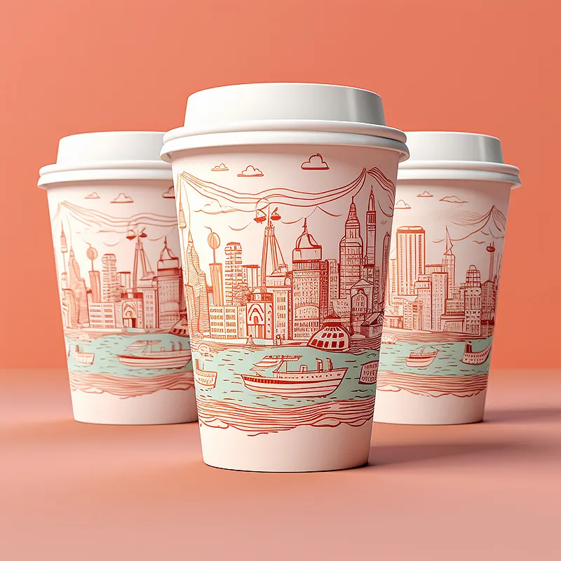 LOKYO tasses à café espresso chocolat gobelets jetables en papier à double paroi de 12oz gobelets chauds en papier rose personnalisés à une seule couche