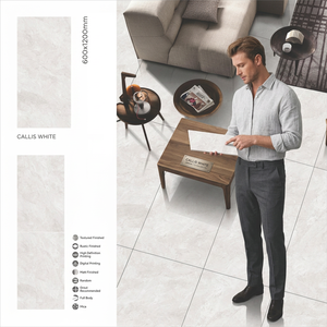 Carrara Bianco Marble Look Porcelain Tiles 24x48 Inch Glossy Floor Wall for Premium Interior Projects - Product Image 6