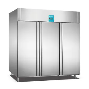 3 kapılar endüstriyel derin dondurucu paslanmaz çelik dik mutfak buzdolabı soğutucu