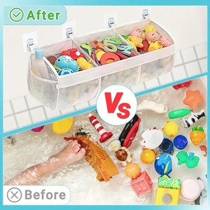 Bolsa Colgante para Almacenamiento de Juguetes de Baño, Organizador de Pared con 4 Compartimentos, Cesta de Malla para Ducha, Soporte para Juguetes de Baño para Niños, Resistente al Agua y a la Humedad - Product Image 4