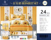 Ensemble de literie de luxe pour lit king size, 24 pièces, avec rideaux, ensemble complet pour chambre à coucher et salle de bain, pour la maison