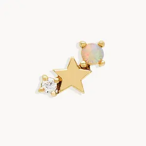 Cute sterling silver diamond gold plated opal birthstone zodiac tiny star stud earrings