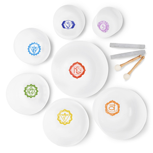 SUCCESS Chakra Set di campane tibetane in cristallo di quarzo bianco smerigliato con <span class=keywords><strong>guarigione</strong></span> del suono <span class=keywords><strong>e</strong></span> Medit - Product Image 5