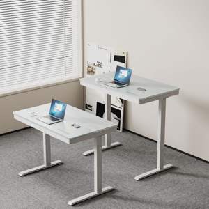 Bureau de travail ergonomique réglable en hauteur, en acier et bois, pour le bureau, la maison, les jeux, l'étude, style industriel - Product Image 1