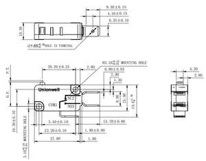 0.25 6.3毫米快速连接SPDT 26A微动开关5A 10A 16A 22A激光标签枪基本微动开关 - Product Image 4