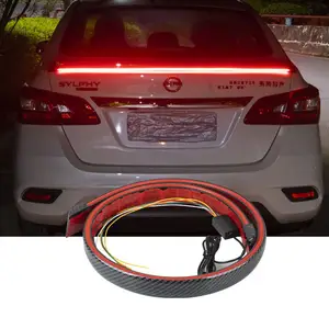 Hot Sale Rainbow/Red LED Rear Wing Decoration Car Streamer Lamp Bar Spoiler Tail Light