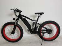 Vélo électrique à pneus larges de 26 pouces, cadre en aluminium, 7 vitesses, moteur à moyeu arrière sans balais 500W haute vitesse, batterie lithium 48V 10.4Ah, suspension intégrale