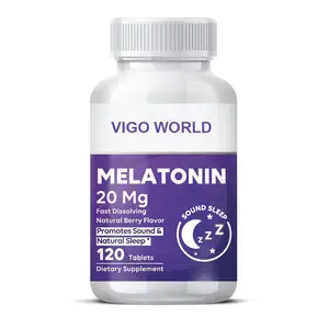 Pil Suplemen Tablet Melatonin 20Mg Alami Vegan untuk Orang Dewasa Meningkatkan Tidur Nyenyak & Segar