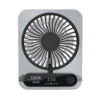 Ventilateur de bureau portable multifonctionnel U33, puissant, rechargeable par USB, petit, transparent, léger, en ABS, pour l'extérieur
