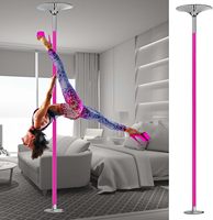 Kit de poteau de strip-teaseuse rose en silicone Tube de danse robuste Modes de filature et de statique Practice Fitness Pole