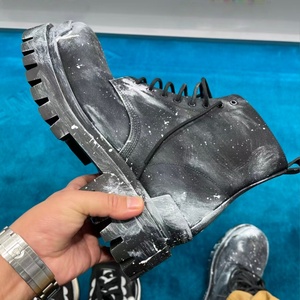 Luxury High-Quality Fashion <b>Boots</b> Vintage Distressed Splash-Ink <b>Platform</b> Work <b>Boots</b> Avant-Garde Designer Dark Style Casual Shoes - Product Image 2