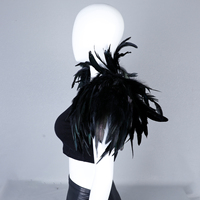 Châle gothique noir en plumes avec sangle réglable pour Halloween, cosplay, performance scénique et fête