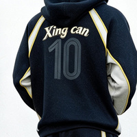 Fabricant de vêtements, survêtement basique 100% coton avec impression sérigraphique et empiècements color block, tenue de sport personnalisable