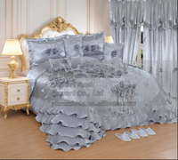 Ensemble de literie de luxe 10 pièces pour mariage, couette avec rideaux, couette chaude en coton pour l'hiver