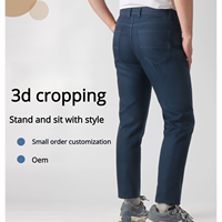Jean Homme Vintage Personnalisé OEM, Coupe Droite Décontractée pour le Quotidien, Broderie et Boutons, Printemps-Été-Automne-Hiver
