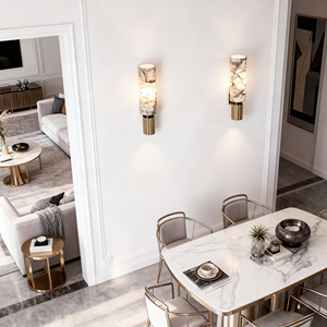 JACKSUN Marble Cylindrical <strong>Hallway</strong> Wall Lamps Black Gold Brass Long Vanity Wall Scones Corridor Stairs Stone Wall <strong>Light</strong> <strong>Fitting</strong> - Product Image 4