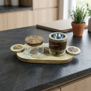 Plateau brûleur d'encens religieux en bois d'acacia fait main, diffuseur d'aromathérapie Bakhoor tendance pour la décoration de la maison du Ramadan, écologique - Product Image 3