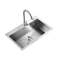 Évier de cuisine professionnel en acier inoxydable noir mat, fait main, à cuve unique carrée, pour restaurant - Grande Vente