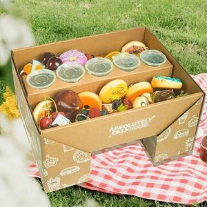 Bán buôn Đen Matte cứng nhắc phục vụ Hộp bao bì bên Cookie hộp tráng miệng phục vụ bao bì Platter <span class=keywords><strong>box</strong></span> với ngăn nắp - Product Image 6