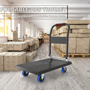 Chariot de manutention pliable à quatre roues en ABS personnalisable pour entrepôt/restaurant, support OEM, capacité de charge 150 kg - Product Image 2